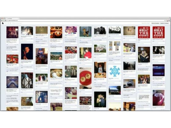 Die Facebook-Web-Anwedung" zeigt Bilder wie bei Pinterest an.
