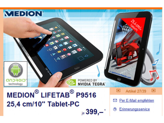 In den Filialen von Aldi Süd wird diese Woche das Medion-Tablet verkauft.