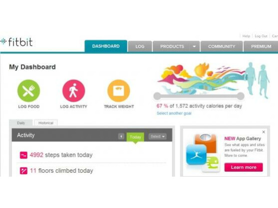 Auf dem Fitbit-Dashboard behält der Nutzer den Überblick über seine Aktivitäten.