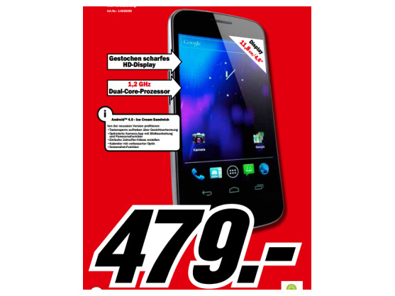Das Galaxy Nexus wird im Media Markt-Prospekt beworben.