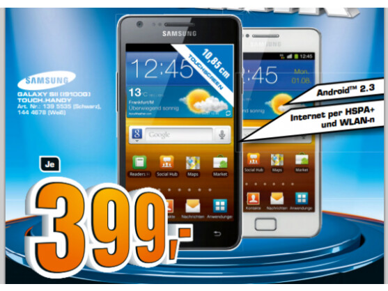 Das Galaxy S2 wird bei Saturn und Media Markt angeboten.