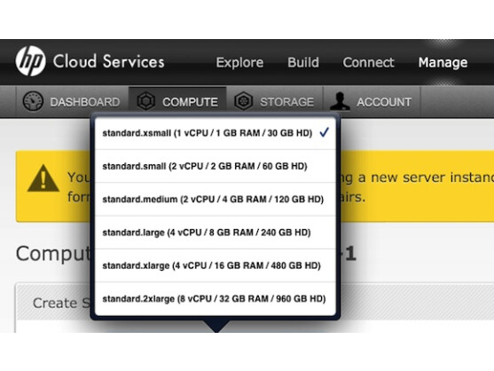 HP Cloud Compute bietet maximal acht CPUs und 32 Gigabyte Arbeitsspeicher.