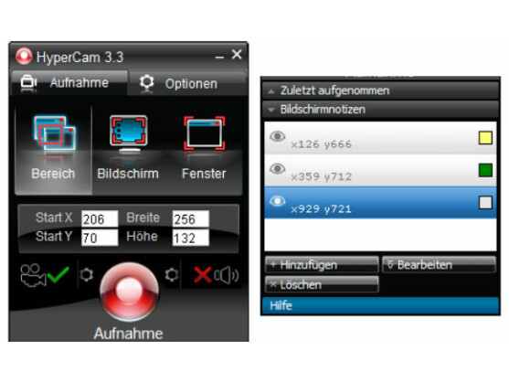 HyperCam 2.0 ist kostenlos, für die neuere Version 3 muss bezahlt werden.