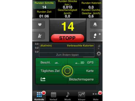 Das Interface erscheint etwas unübersichtlich, die Schrittzähler-App lockt aber mit vielen nützlichen Funktionen.