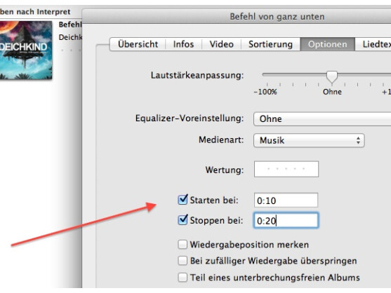 iTunes kann nur wenige Sekunden eines Lieds als Klingelton verwenden.