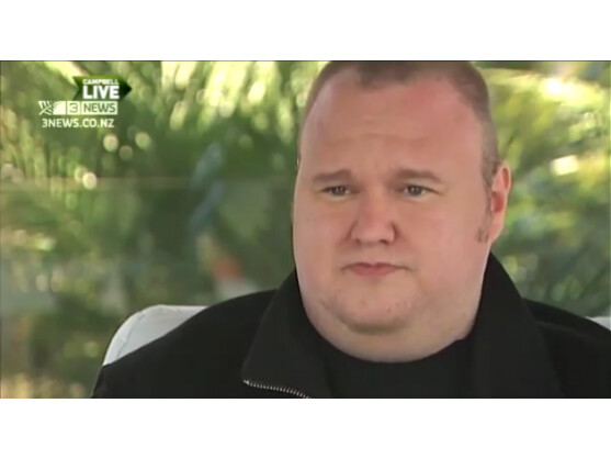 Kim Dotcom bei einem Interview mit dem Nachrichtensender 3 News New Zealand.