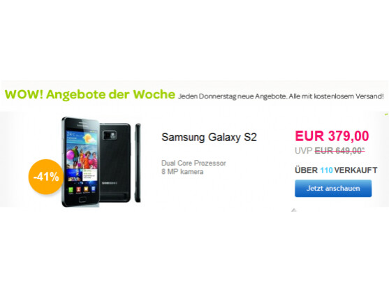 Kurz vor dem Marktstart des Nachfolgers wird das Samsung Galaxy S2 als eBay WoW der Woche angeboten.