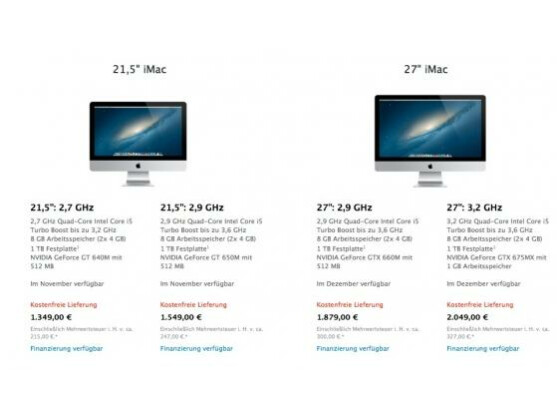 Laut Apple Store sollen die iMac-Modelle im November und Dezember ausgeliefert werden. Gerüchten zufolge wird der Hersteller diese Termine aber nicht einhalten können.
