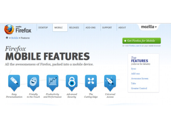 Leider ist Firefox for Mobile noch nicht für alle Smartphones verfügbar.