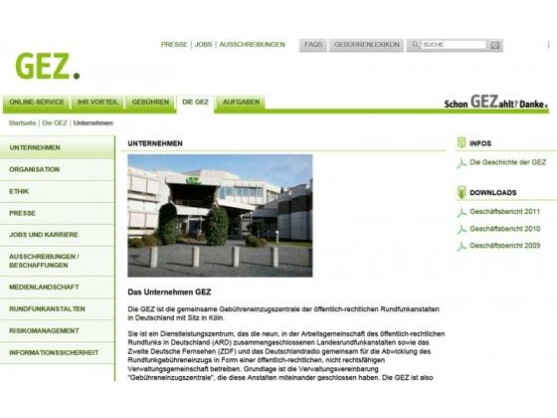 Ein letzter Blick zurück. Die GEZ-Webseite wird zum 1. Januar 2013 abgeschaltet.