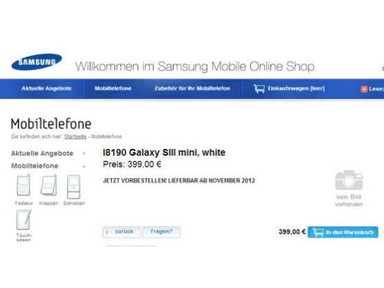 Nun listet auch ein österreichischer Händler das Galaxy S3 Mini.