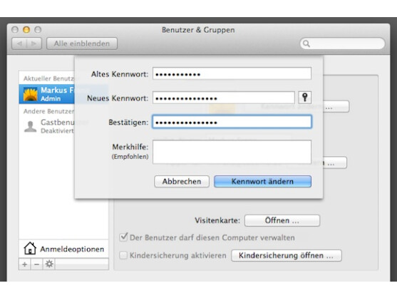 In Mac OS X ist es ganz einfach, ein vergessenes Kennwort zurückzusetzen.
