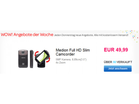 Der Medion-Camcorder nimmt Videos in Full HD auf.