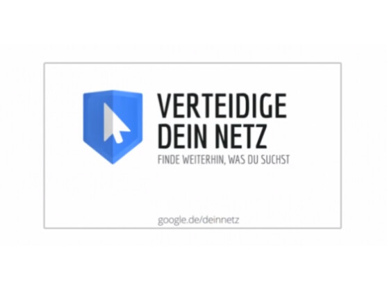 Unter dem Motto "Verteidige Dein Netz" macht Google auf das Leistungsschutzrecht aufmerksam.