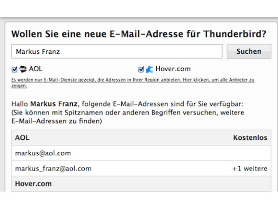 Mozilla Thunderbird 10 bietet an, ein E-Mail-Konto direkt beim ersten Start zu erstellen.
