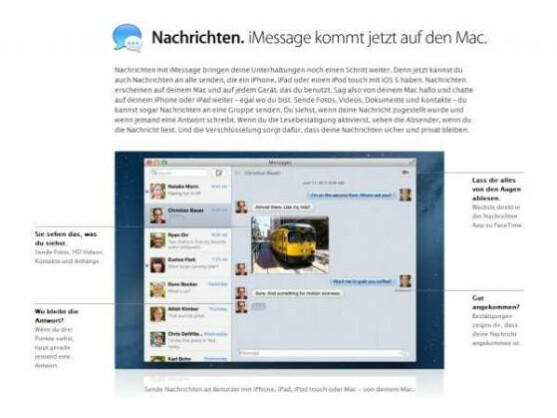 Nachrichten-App Messages: Ab Mitte Dezember wird die Software für Lion-Nutzer deaktiviert.