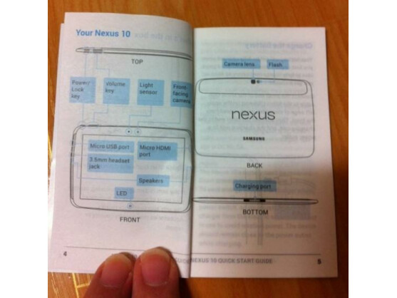 Im Netz ist ein mutmaßliches Nexus 10-Handbuch aufgetaucht.