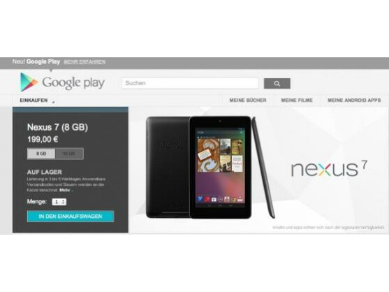 Nexus 7: Ab sofort über Google Play auch in Deutschland erhältlich.