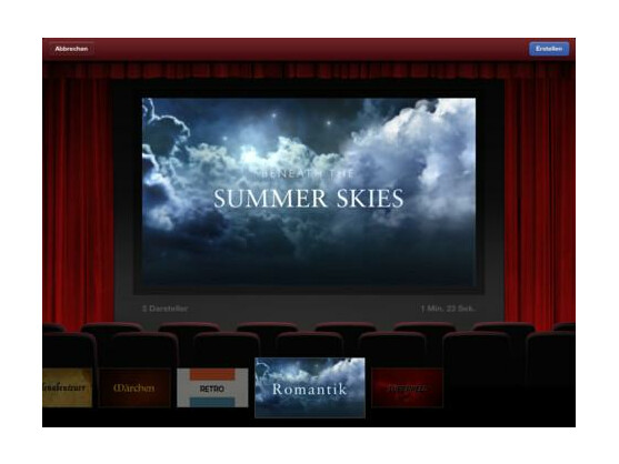 Nutzer können unterschiedliche Genre-Vorlagen für ihren Trailer bei iMovie wählen.
