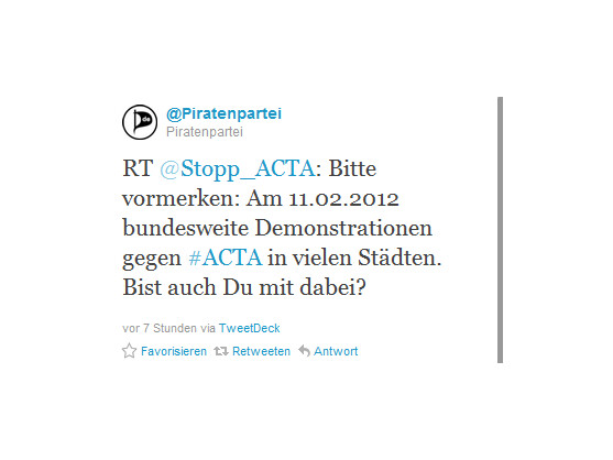 Proteste gegen ACTA - bald auch in Deutschland? Der 11.02. kursiert im Netz als mögliches Datum.