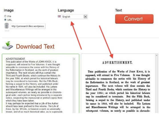 Die Qualität der Texterkennung hängt maßgeblich von der eingestellten Sprache ab.