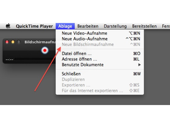 Auch QuickTime ist in der Lage, den Inhalt des Bildschirms als Video aufzunehmen.