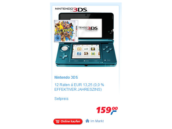 Real bietet den Nintendo 3DS gemeinsam mit einem Spiel an.