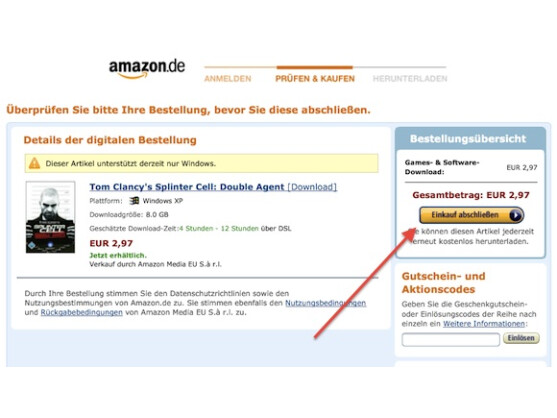 In der Regel startet der Download wenige Sekunden nach dem Kauf.