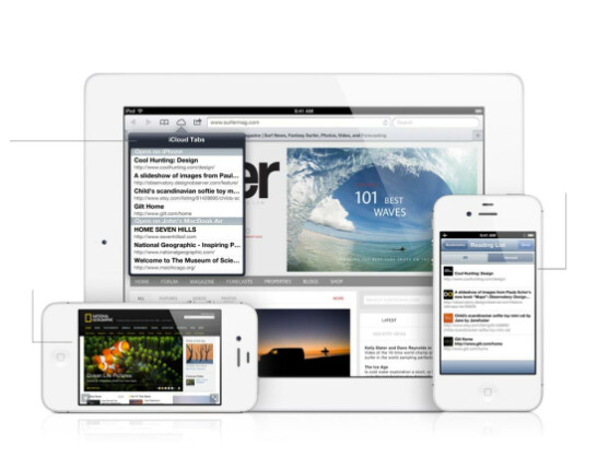 Safari wird bei iOS 6 an die iCloud angeschlossen.