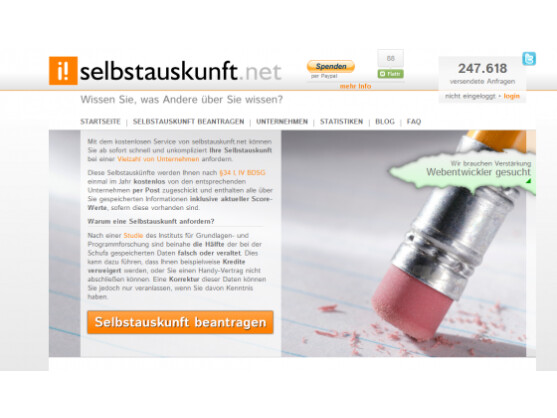 Bei Selbstauskunft.net kann man seine Daten vollautomatisch abfragen.