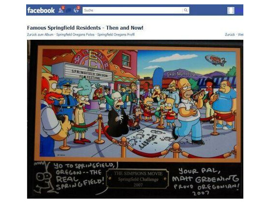 Simpsons-Schöpfer Matt Groening unterzeichnete 2007 diese Plakette mit: "Für Springfield, Oregon ... das wahre Springfield"