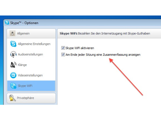 Auch Skype Wi-Fi kann ohne Schwierigkeiten abgeschaltet werden.