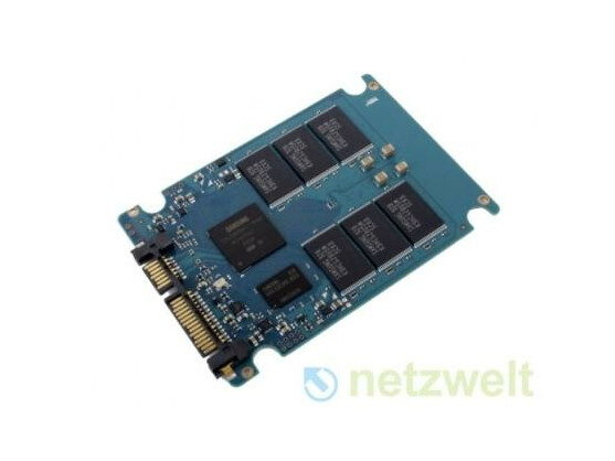 Ein SSD-Speicher ohne Gehäuse, gut zu erkennen sind die verschiedenen Flash-Module.