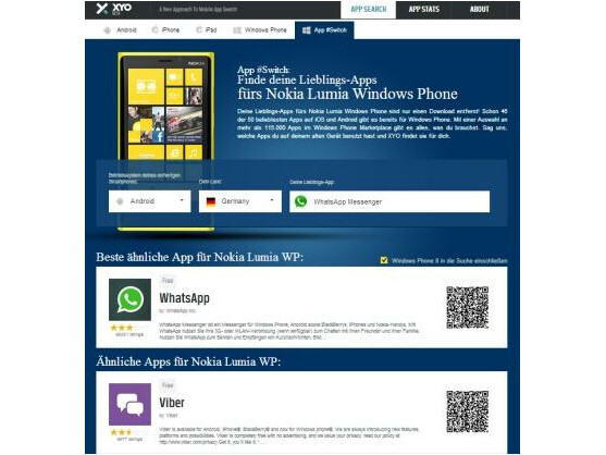 Die Suchmaschine Xyologic hilft dem Nutzer zu prüfen, ob es seine Lieblingsapps auch für Windows Phone gibt.