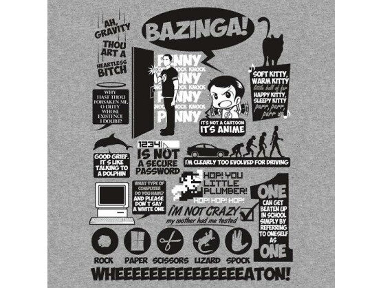 Auf dem T-Shirt finden sich fast alle bekannten Zitate von Dr. Sheldon Cooper.