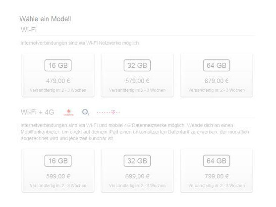 Tablet-Nutzer haben die Qual der Wahl zwischen verschiedenen Speichergrößen und Modellen mit verschiedenen Internet-Anbindungen.