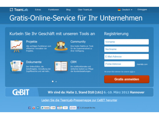 TeamLab bietet zahlreiche Funktionen für Arbeitsgruppen und Projekte.