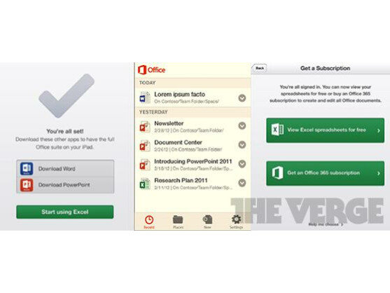 The Verge hat einen ersten Screenshot der mobilen Office-App veröffentlicht.