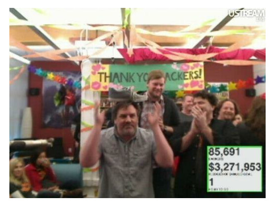 Während der letzten Stunden der Kickstarter-Aktion herrschte ausgelassene Stimmung im Entwicklerstudio Double Fine Productions.