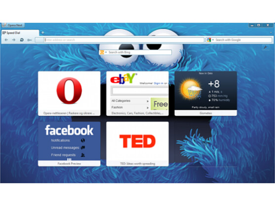 Der Webbrowser Opera bietet unter anderem neue Hintergrundmotive.