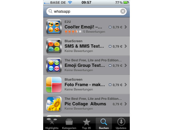 WhatsApp ist im iTunes Store derzeit nicht mehr zu finden.