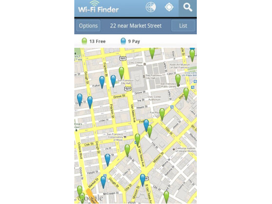 Der WiFi-Finder sucht nach öffentlichen W-LAN-Netzen in der Nähe.