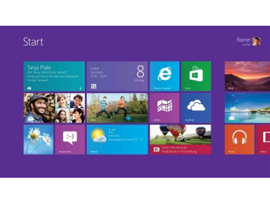 Windows 8 bietet eine neue, auf Fingersteuerung optimierte Kacheloberfläche.