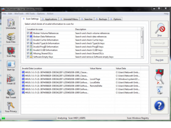 Mit WinTools spüren Sie überflüssige Registry-Einträge auf .