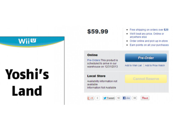 Yoshi's Land wird bereits bei Best Buy Kanada gelistet.
