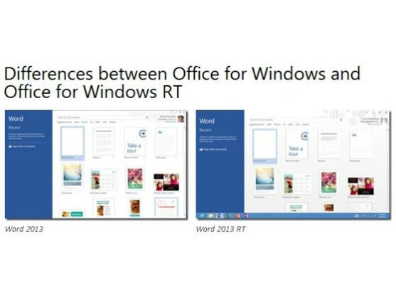 Zwischen Office 2013 und Office RT bestehen einige Unterschiede.