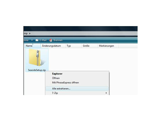 Installationsdatei entpacken