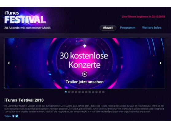 30 kostenlose Konzerte im September: das iTunes Festival 2013.