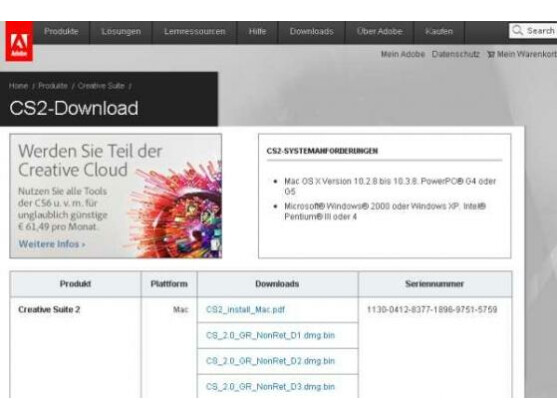 Adobe bietet die Programmsammlung Creative Suite 2 gratis an.