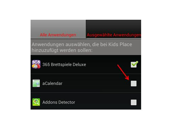Apps zu Kids Place hinzufügen